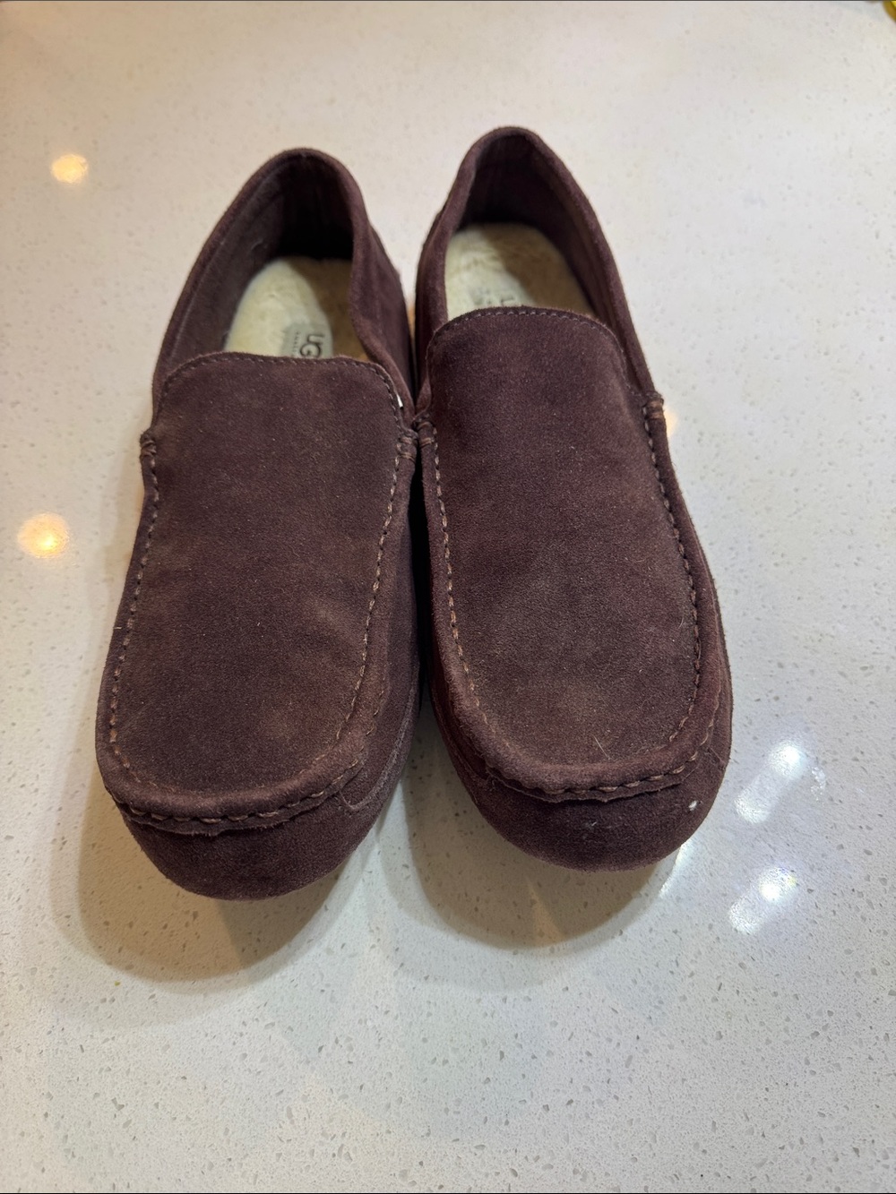 UGG Men's Suede Penny Loafers in Dark Brown